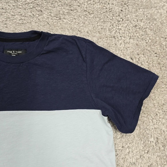Rag and Bone Shirt Mens Medium Blue Colorblock Short Sleeve Pullover‎ Cotton - Picture 3 of 10